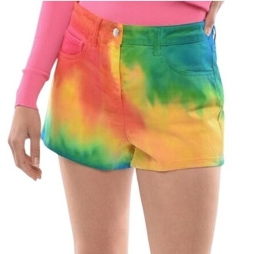 IRENE IS GOOD Rainbow Tie Dye Shorts High‎ Rise Festival Pride Designer NWT S